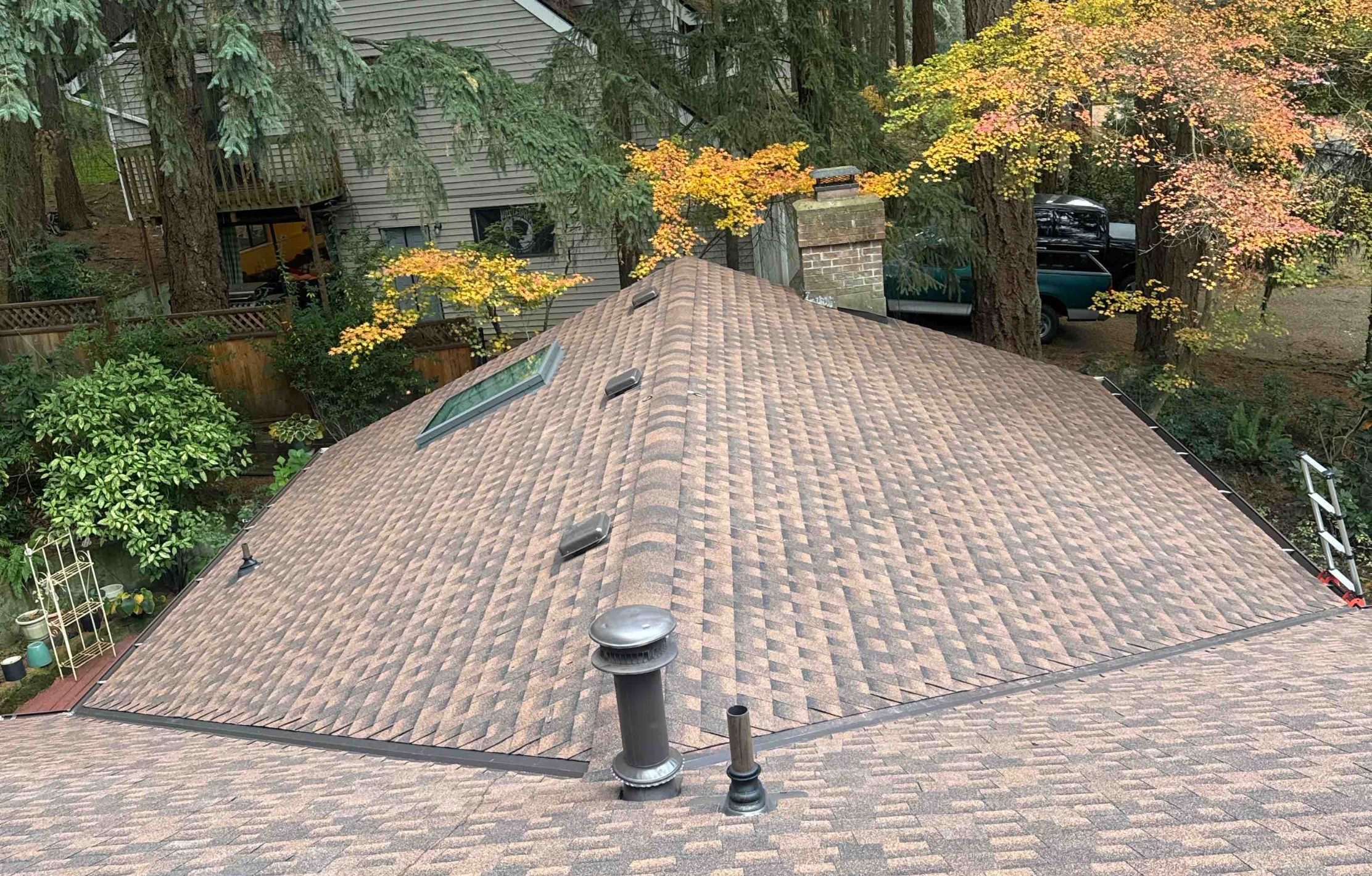 Residential roof walkway inspection after restoration work